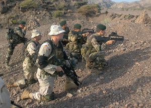 U.S. soldiers and French commandos marine conduct a reconnaissance patrol during a joint-combined exercise in Djibouti. Source: Wikipedia