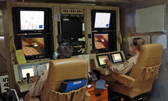 Capt. Richard Koll, left, and Airman 1st Class Mike Eulo perform function checks after launching an MQ-1 Predator unmanned aerial vehicle Aug. 7 at Balad Air Base, Iraq. Captain Koll, the pilot, and Airman Eulo, the sensor operator, will handle the Predator in a radius of approximately 25 miles around the base before handing it off to personnel stationed in the United States to continue its mission. Both are assigned to the 46th Expeditionary Reconnaissance Squadron. https://en.wikipedia.org/wiki/General_Atomics_MQ-1_Predator#/media/File:MQ-1_Predator_controls_2007-08-07.jpg
