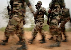 Nigerien soldiers from the 322nd Parachute Regiment march to a training site during Operation Flintlock 2007. Source: US Navy (Wikipedia)