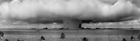 Mushroom cloud and water column on Bikini Atoll, Marshall Islands, Operation Crossroads Baker, 25 July 1946. Source: US Department of Defense (via Wikipedia)