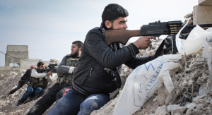 Free Syrian Army rebels fighting Assad militias on the outskirts of the northwestern city of Maraat al-Numan, Idlib - Syria Source: Freedom House (Flickr)